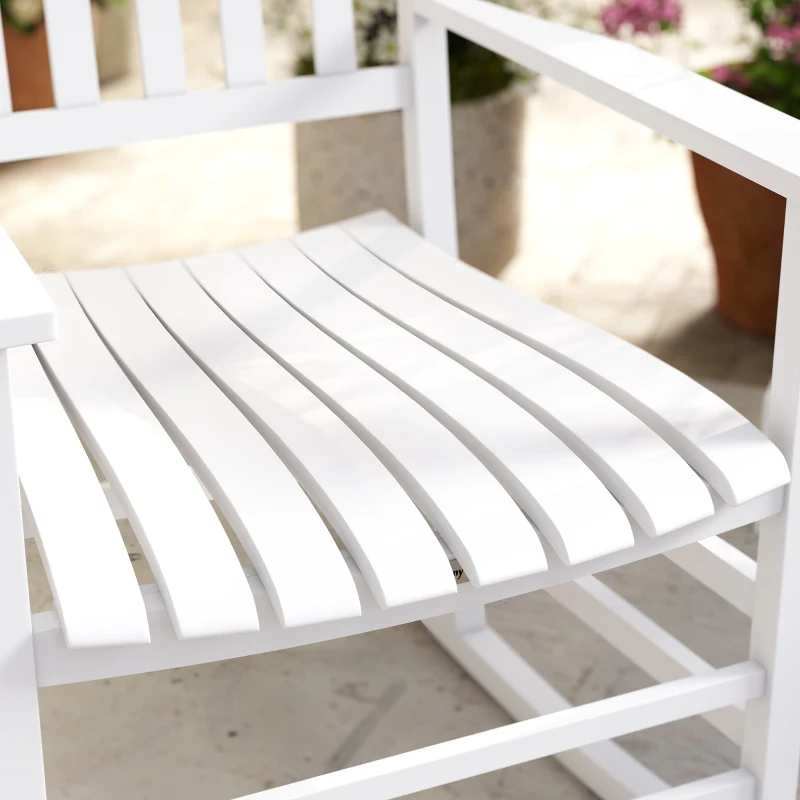 Outsunny Wooden Outdoor Rocking Chair with Armrests, High Back for Garden, Patio, Balcony, Porch, White