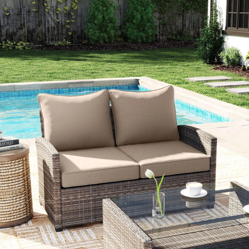 Outsunny 4 Patio Chair Cushions with Seat & Backrest, Fade Resistant Seat Replacement Cushion Set, Beige