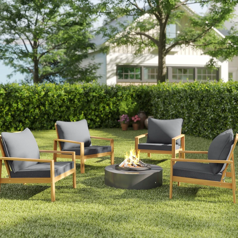 Outsunny 8 Patio Chair Cushions with Seat & Backrest, Fade Resistant Seat Replacement Cushion Set, Gray