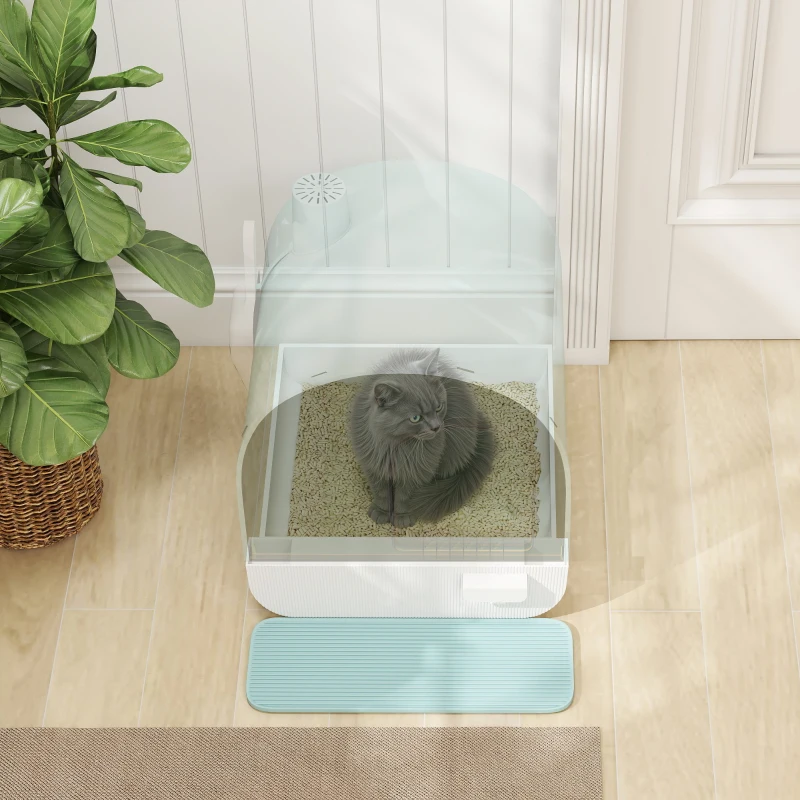 PawHut Cat Litter Box with Lid, Removable Tray, Scoop, Filter, Green