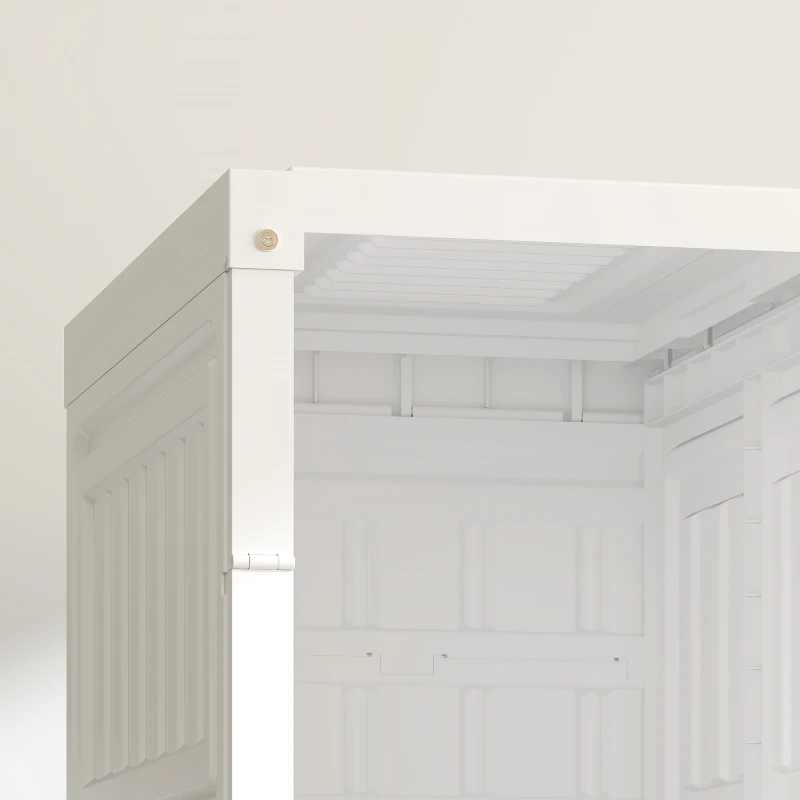 HOMCOM Portable Wardrobe, Foldable Plastic Closet with 5 Compartments, Hanging Rod and Magnetic Doors, White