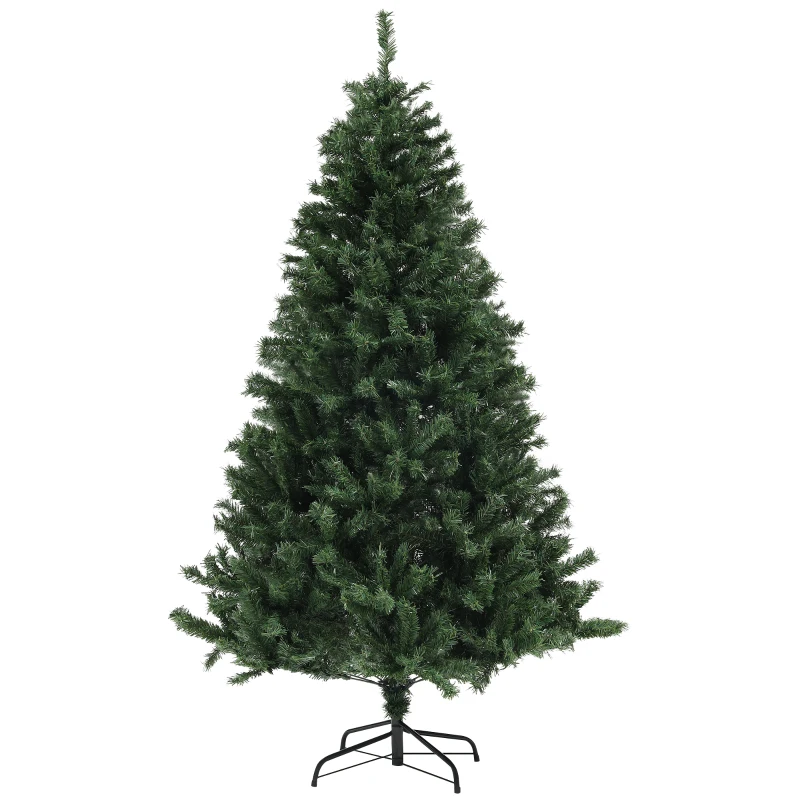 HOMCOM 6ft Artificial Christmas Trees with Auto Open and Steel Base, Green