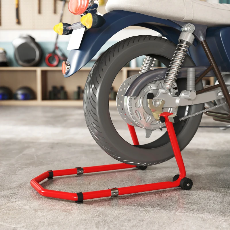 HOMCOM Motorcycle Stand Lift, 850 lbs Capacity Front & Rear Combo Wheel Paddock Stand Lift for Dirt Bikes, Red