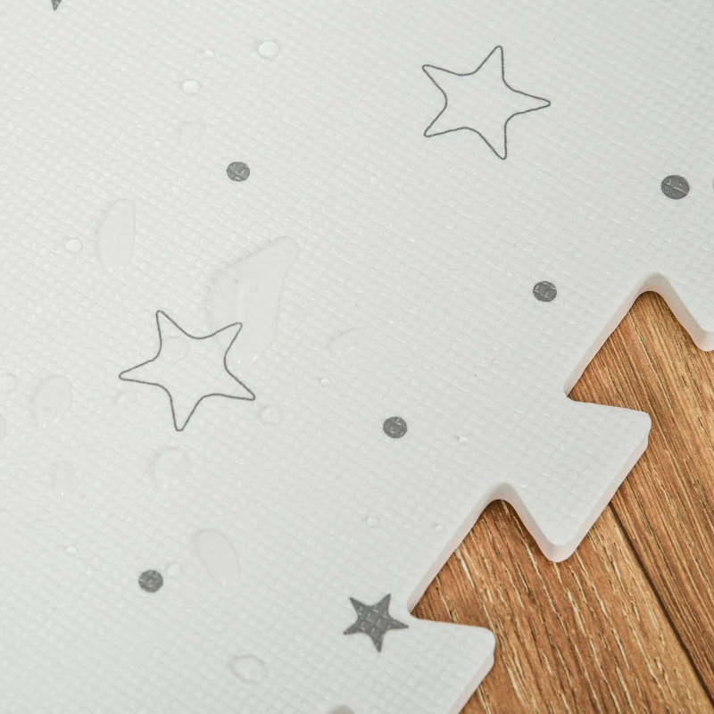 Qaba Kids Foam Puzzle Floor Tiles Baby Toddler Play Mat 36Pcs Anti-slip Crawling Learning with End Border Star Pattern 35SqFt EVA