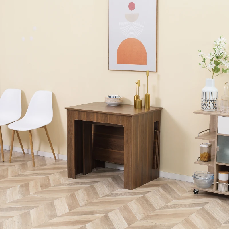 HOMCOM Foldable Dining Table, Extendable Kitchen Table for Small Spaces, Seats up to 6 People