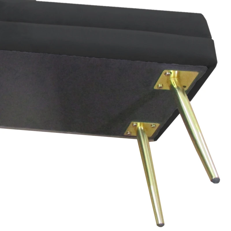 HOMCOM 39" Storage Ottoman, Velvet End of Bed Bench with Steel Legs, Foot Stool with Storage for Bedroom, Living Room, Black