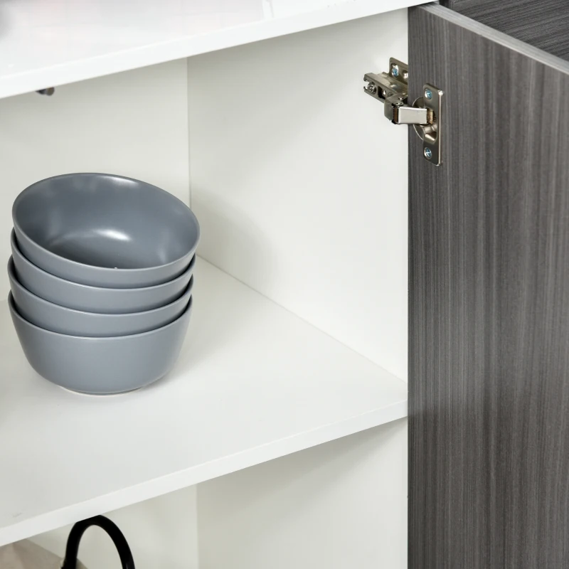 HOMCOM Kitchen Sideboard Storage Cabinet, Modern Coffee Bar with Push-Open Design and 2 Drawers for Living Room, Light Grey