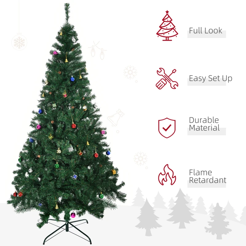 HOMCOM 7ft Green Christmas Tree Artificial Xmas Holidays Party with Decoration Ornament