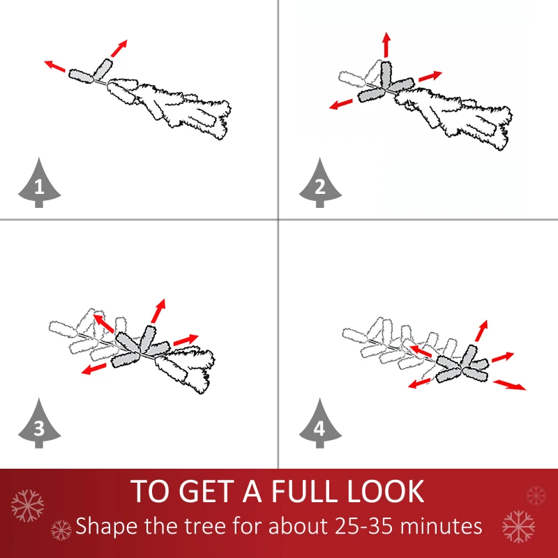 HOMCOM 7ft Artificial Christmas Tree Holiday Home Indoor Decoration with Automatic Open, Black