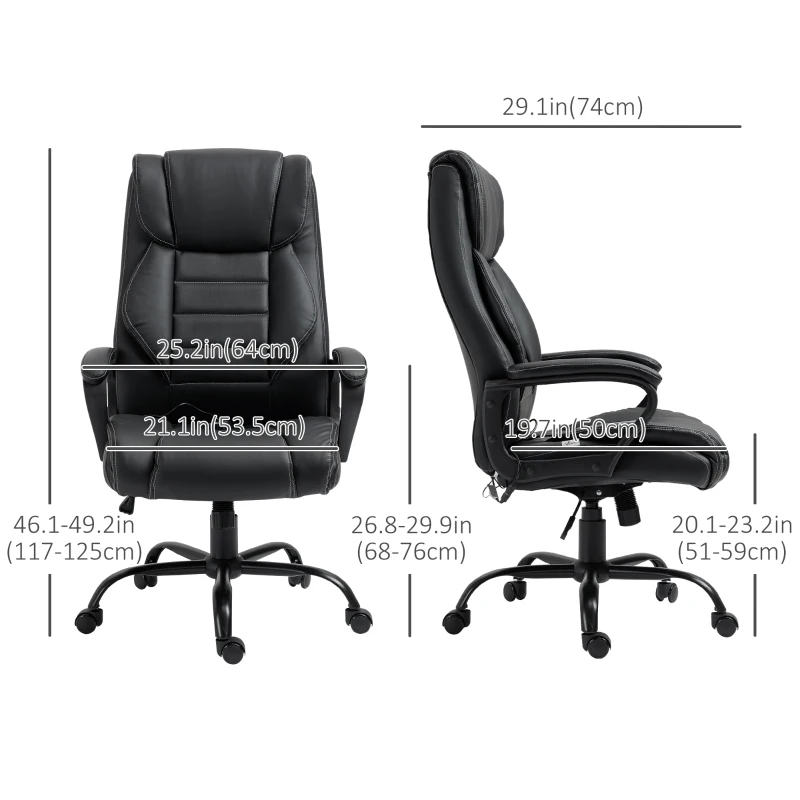 Vinsetto Massage Office Chair, High Back Executive Office Chair with 6-Point Vibration, Adjustable Height, Swivel Seat and Rocking Function, Black