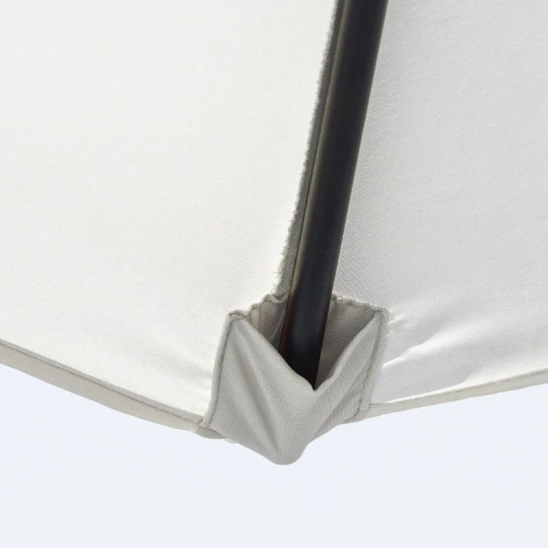 Outsunny 8.5' Round Aluminum Patio Umbrella 6 Ribs Market Sunshade Tilt Canopy w/ Crank Handle Garden Parasol Cream White