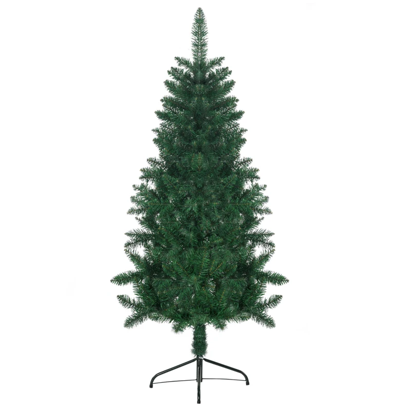 HOMCOM 5' Artificial Half Christmas Trees with Auto Open, Steel Base, for Indoor Xmas Décor