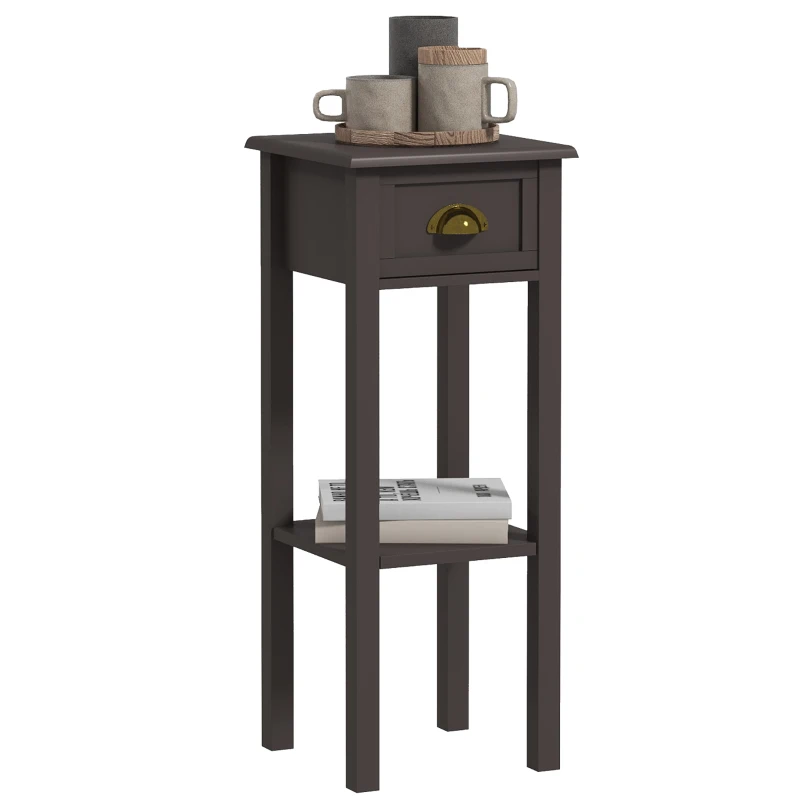 HOMCOM 2-Tier Side Table with Drawer and Shelf, End Table for Living Room and Hallway, Coffee