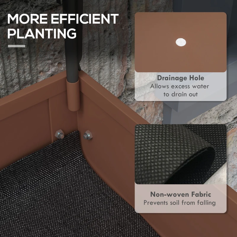 Outsunny 3' x 1' x 4' Raised Planter with Greenhouse Cover and Roll-up Door Mobile Elevated Garden Bed on Wheels for Herbs Brown