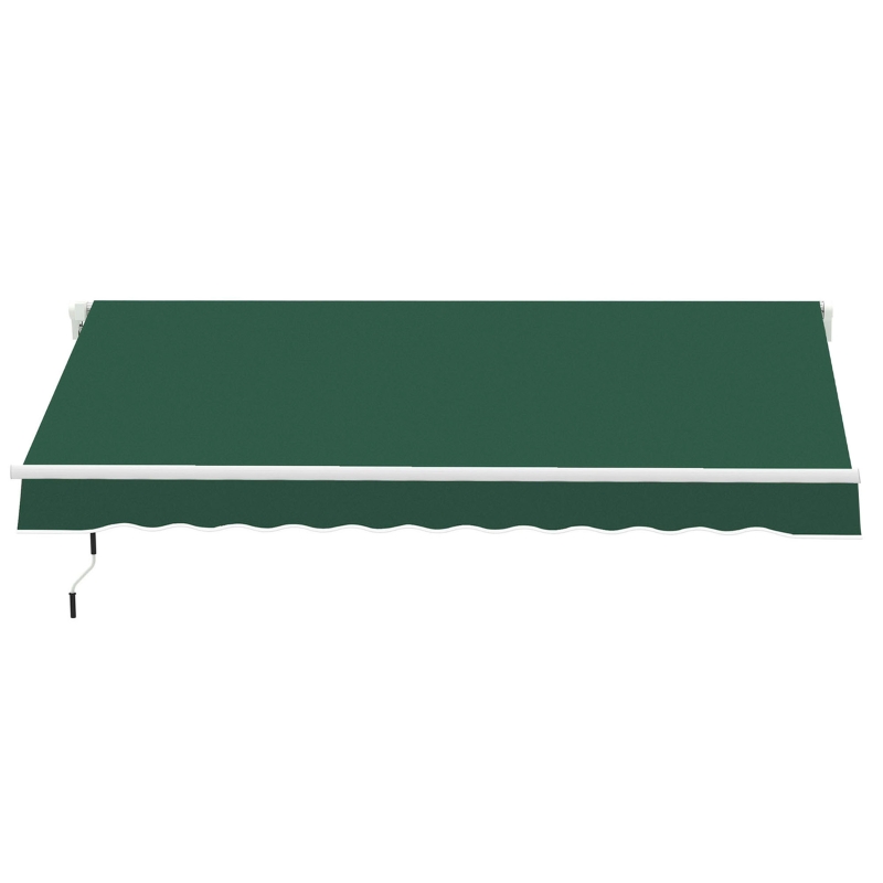 Outsunny 12' x 8' Retractable Awning Patio Awnings Sun Shade Shelter with Manual Crank Handle, UV & Water-Resistant Fabric and Aluminum Frame for Deck Balcony Yard, Green