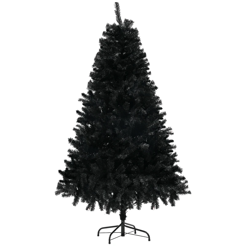 HOMCOM 5ft Artificial Christmas Trees with Auto Open and Steel Base, Black