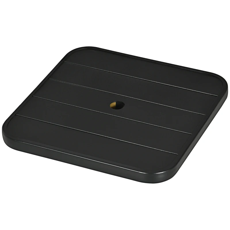 Outsunny 19" Beach Umbrella Table Tray, Portable Square Umbrella Table Top with Umbrella Hole for Swimming Pool, Patio, Deck, Garden, Black