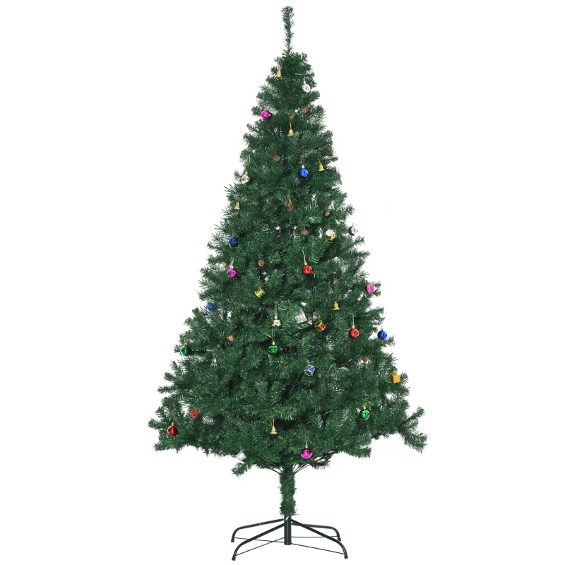 HOMCOM 7ft Green Christmas Tree Artificial Xmas Holidays Party with Decoration Ornament
