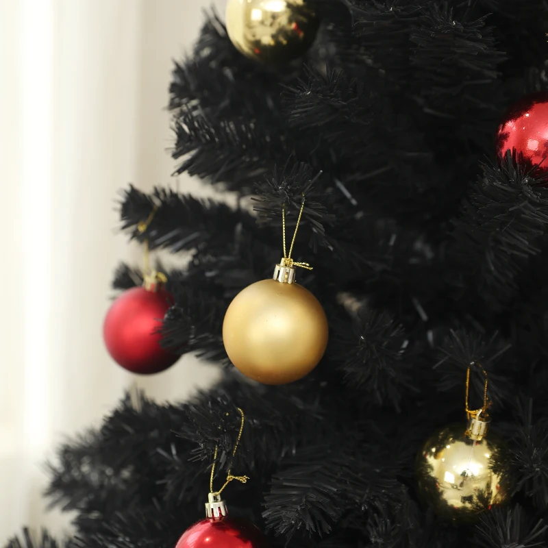 HOMCOM 5ft Artificial Christmas Trees with Auto Open and Steel Base, Black