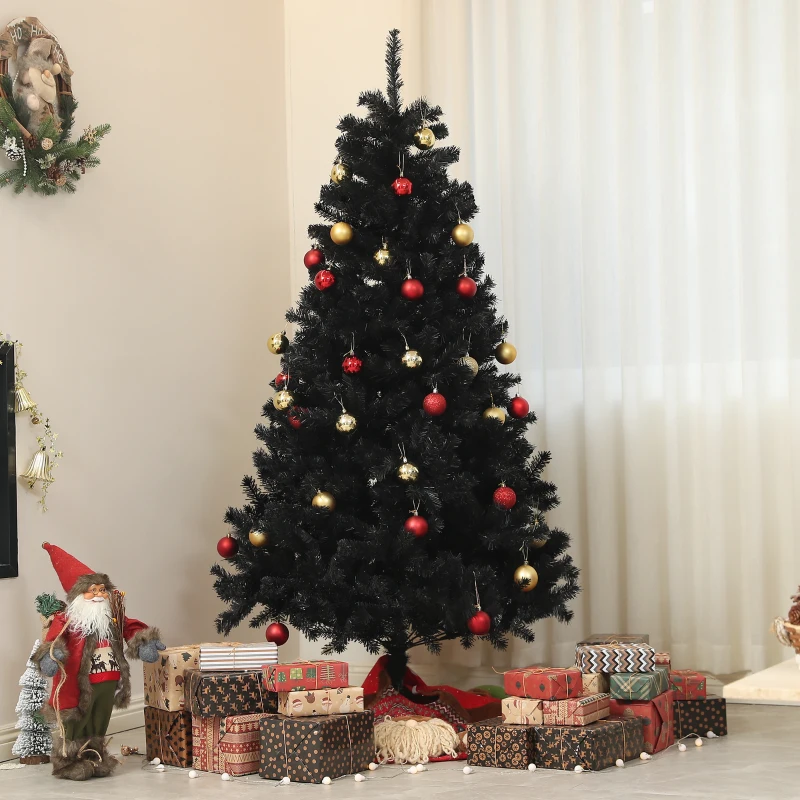 HOMCOM 5ft Artificial Christmas Trees with Auto Open and Steel Base, Black