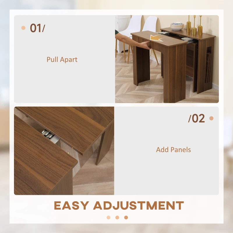 HOMCOM Foldable Dining Table, Extendable Kitchen Table for Small Spaces, Seats up to 6 People