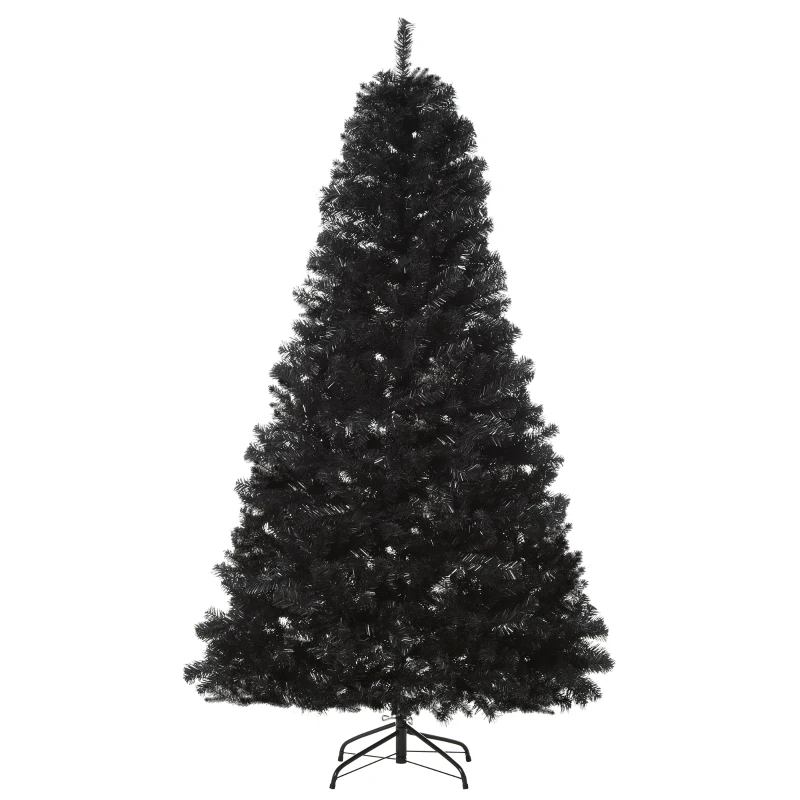 HOMCOM 7ft Artificial Christmas Tree Holiday Home Indoor Decoration with Automatic Open, Black