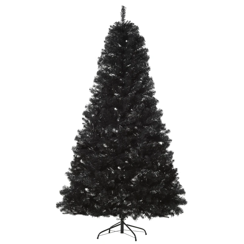 HOMCOM 7ft Artificial Christmas Tree Holiday Home Indoor Decoration with Automatic Open, Black