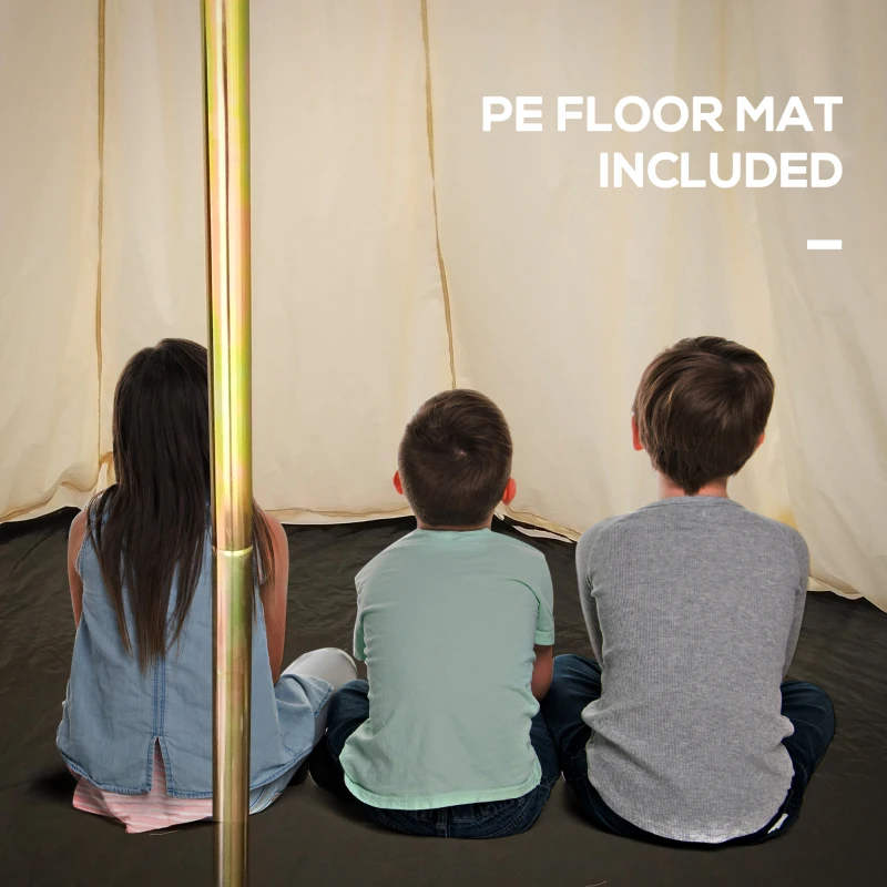 Outsunny 16.4' Large Family Teepee Tent Canvas Bell Tent Camp Shelter for Camping Hunting Beige