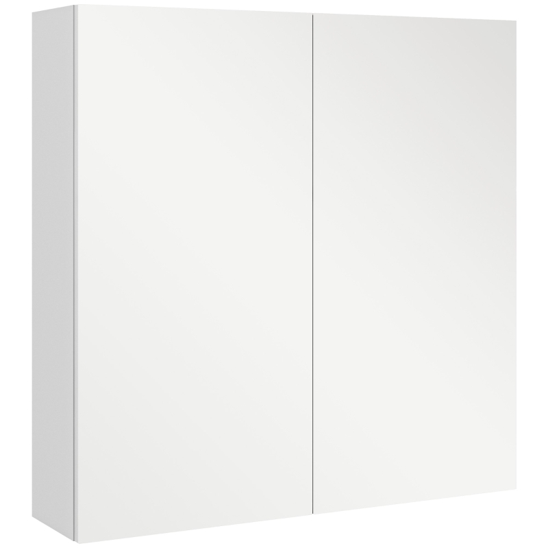 kleankin 24" x 24" Medicine Cabinet, Wall Mounted Bathroom Mirror Cabinet with Mirrored Doors, Adjustable Shelves and Soft Close Mechanism, High Gloss White