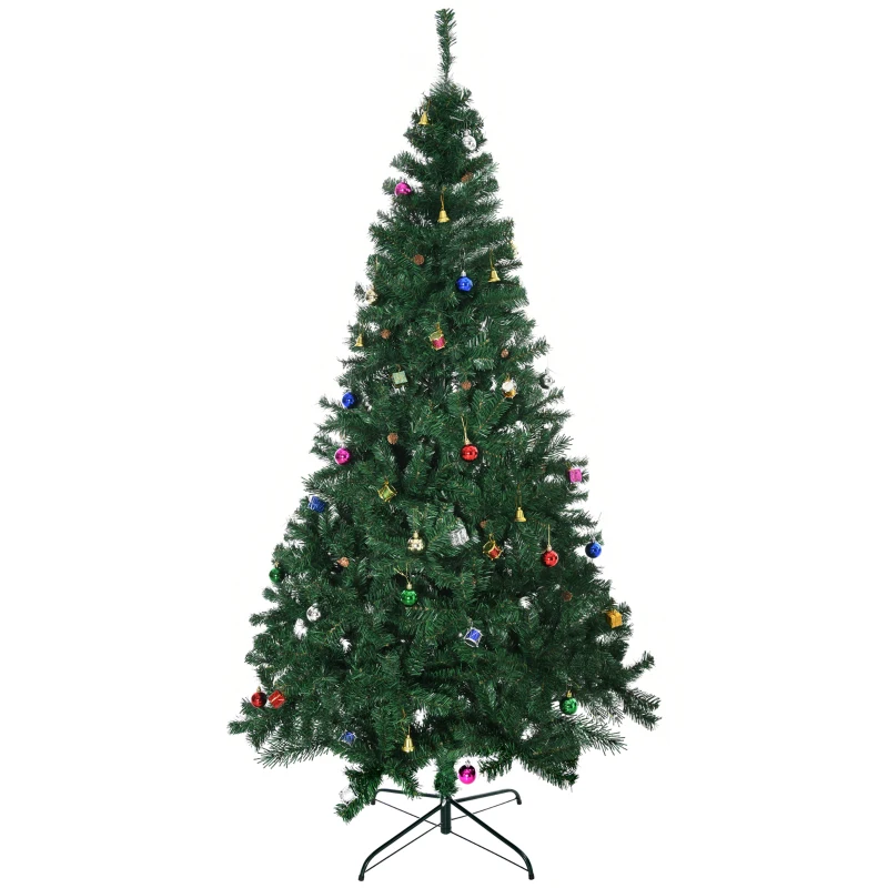 HOMCOM 7ft Green Christmas Tree Artificial Xmas Holidays Party with Decoration Ornament