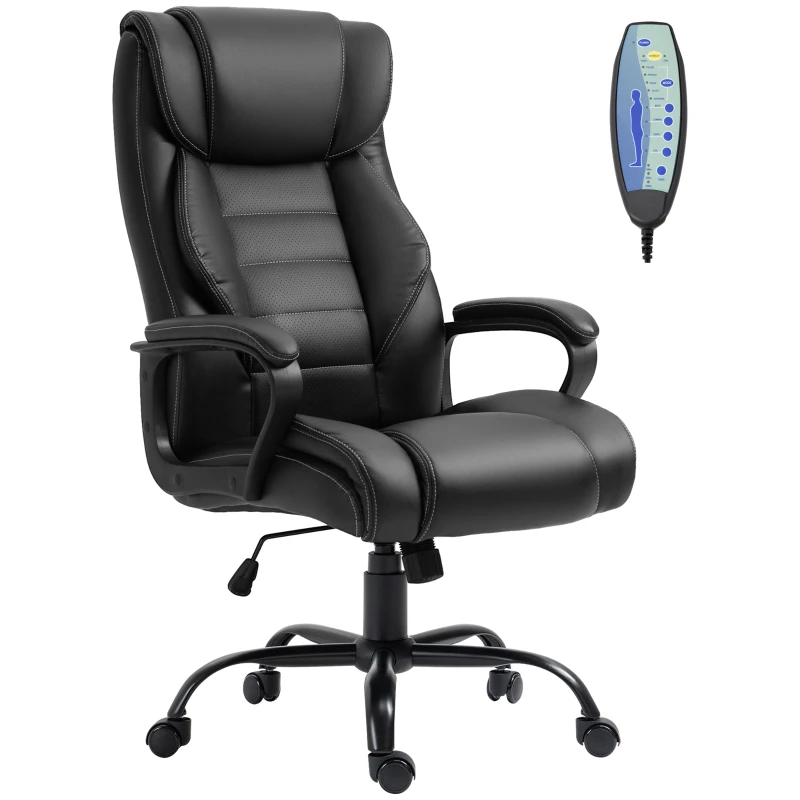 Vinsetto Massage Office Chair, High Back Executive Office Chair with 6-Point Vibration, Adjustable Height, Swivel Seat and Rocking Function, Black