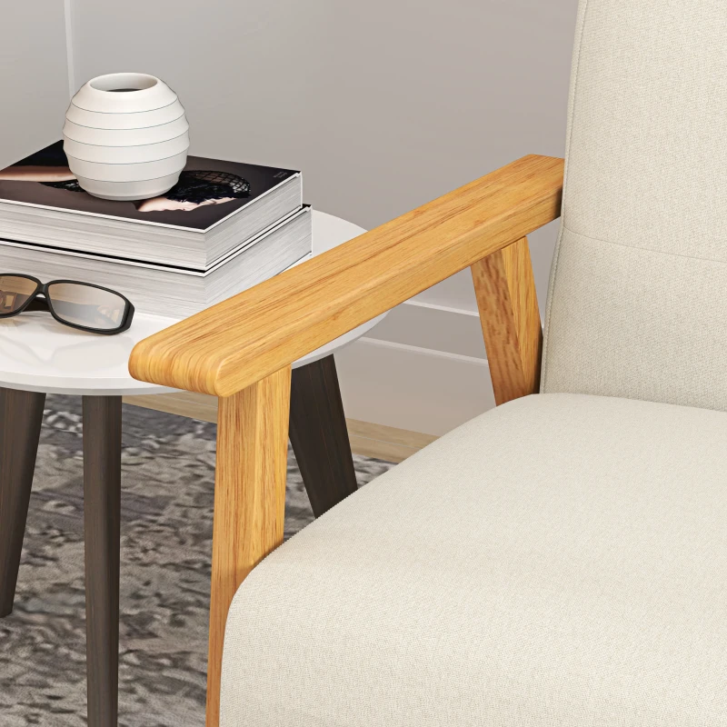 HOMCOM 45" 2 Seat Sofa, Upholstered Two Seater Couch with Rubber Wood Legs for Bedroom, Living Room, Beige