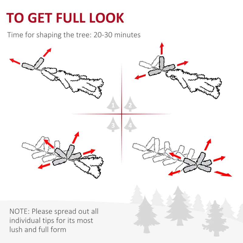 HOMCOM 4ft Pre-Lit Optic Fiber Xmas Tree Artificial Spruce Tree Top Star