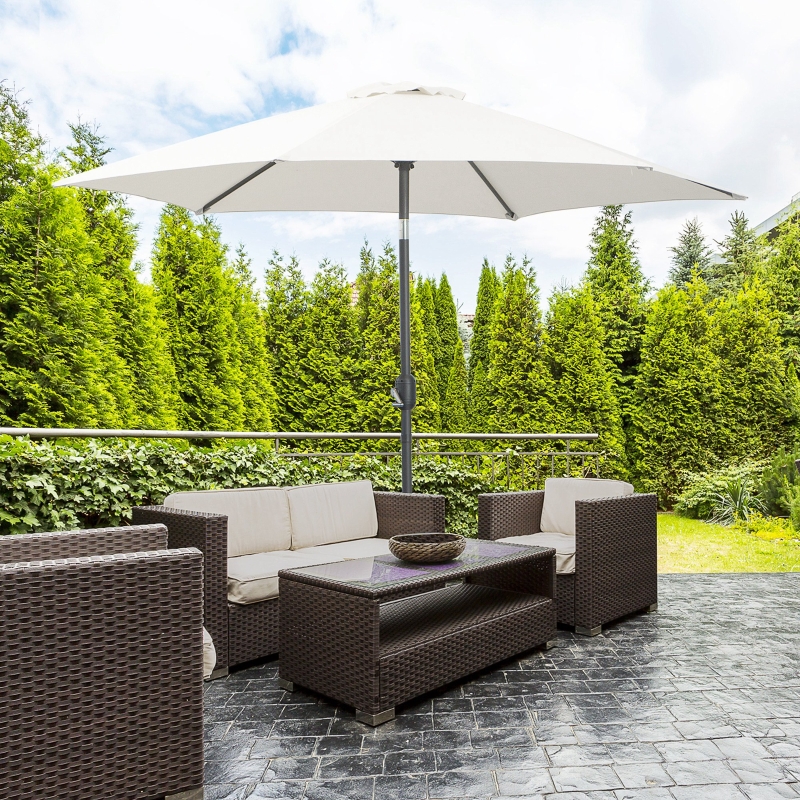 Outsunny 9' Patio Umbrella with Crank Handle Tilt Canopy