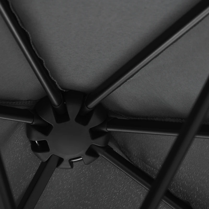 Outsunny 6.6 x 6ft Half Patio Umbrella Outdoor Parasol with Double-Sided Canopy, Crank Handle, Base for Garden, Balcony, Black