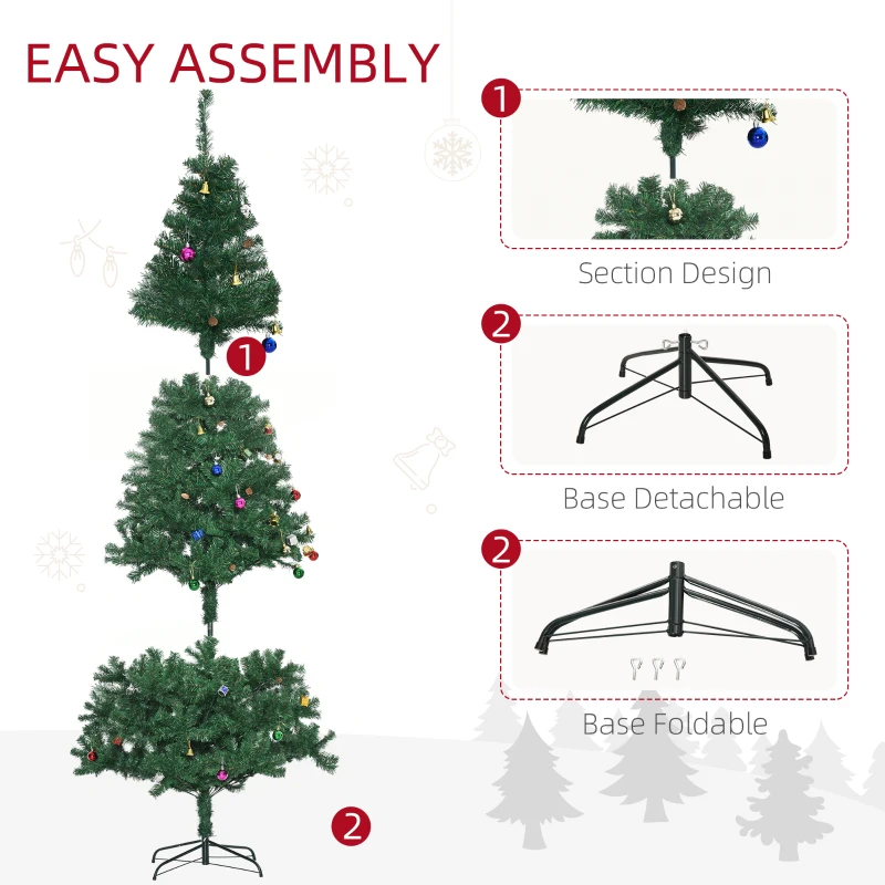 HOMCOM 7ft Green Christmas Tree Artificial Xmas Holidays Party with Decoration Ornament