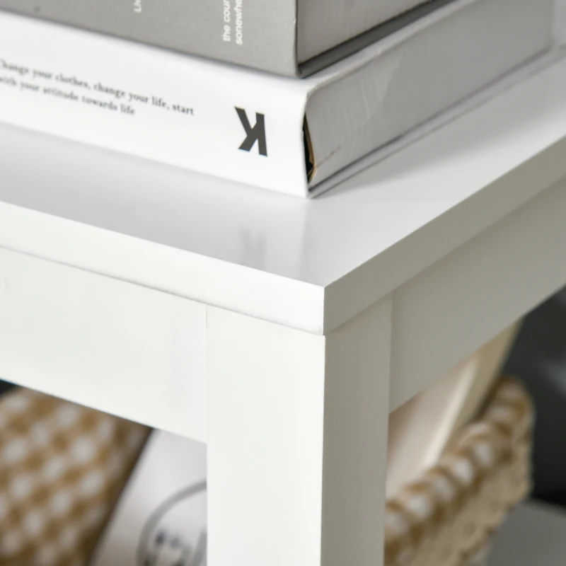 HOMCOM Side Table, Modern Coffee End Table with Drawer and Shelf, Nightstand for Bedroom, Living Room, White