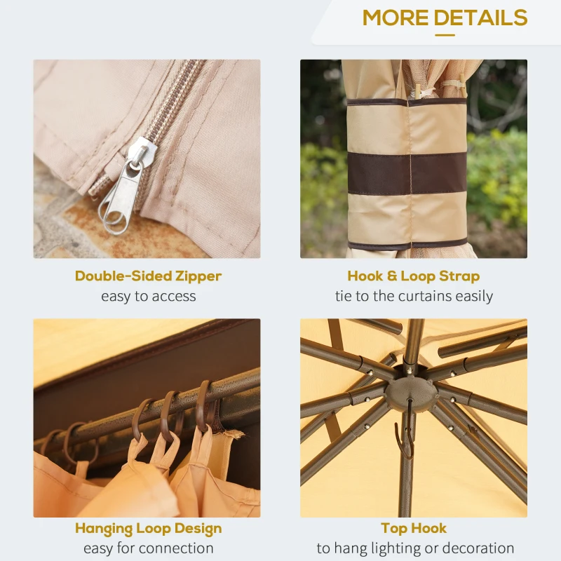 Outsunny 10' x 12' Soft-top Large Gazebo Canopy Tent with Double Canopy Roof Eaves, Mesh Netting Sidewalls, Steel Frame, Beige