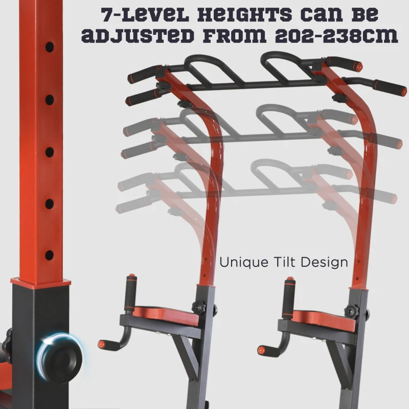 Soozier Power Tower Pull Up Bar Station for Home Gym Training Workout Equipment With Sit Up Bench