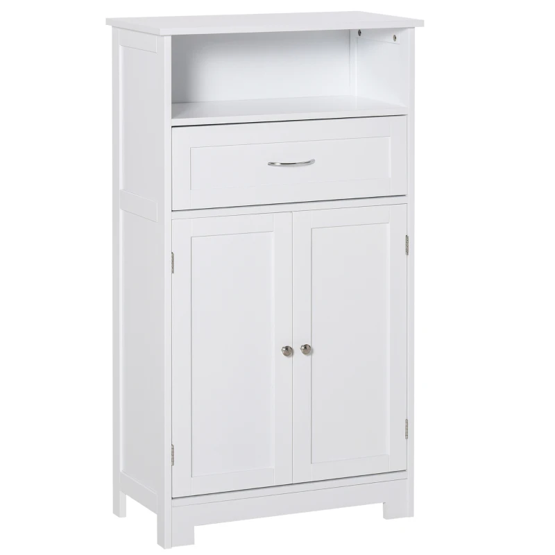 kleankin Bathroom Floor Cabinet Freestanding Cabinet with Storage Shelf, Drawer and Adjustable Shelf, White