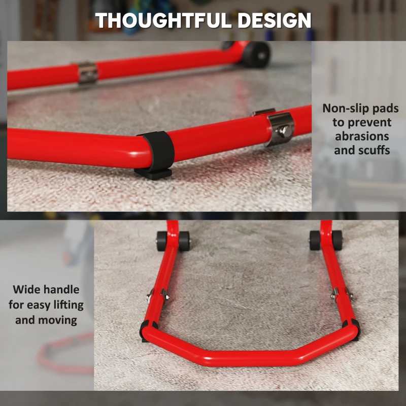 HOMCOM Motorcycle Stand Lift, 850 lbs Capacity Front & Rear Combo Wheel Paddock Stand Lift for Dirt Bikes, Red