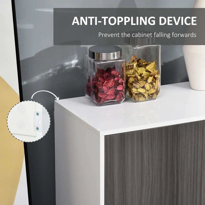 HOMCOM Kitchen Sideboard Storage Cabinet, Modern Coffee Bar with Push-Open Design and 2 Drawers for Living Room, Light Grey