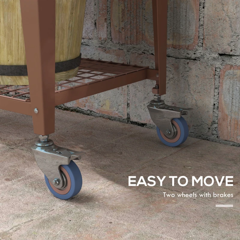 Outsunny 3' x 1' x 4' Raised Planter with Greenhouse Cover and Roll-up Door Mobile Elevated Garden Bed on Wheels for Herbs Brown