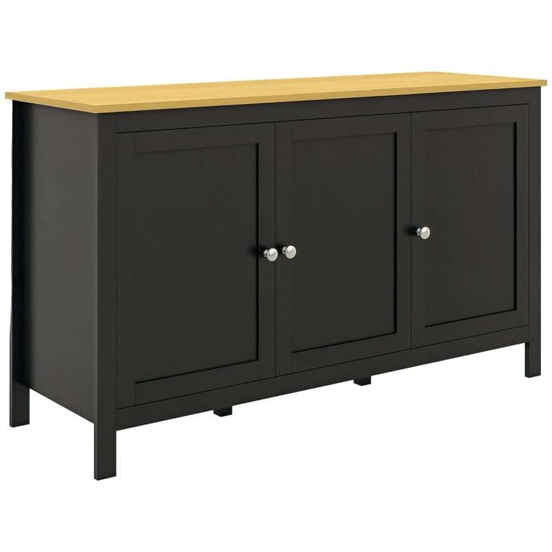 HOMCOM Sideboard, Buffet Cabinet with Doors and Adjustable Shelves for Living Room, Entryway, Black and Natural