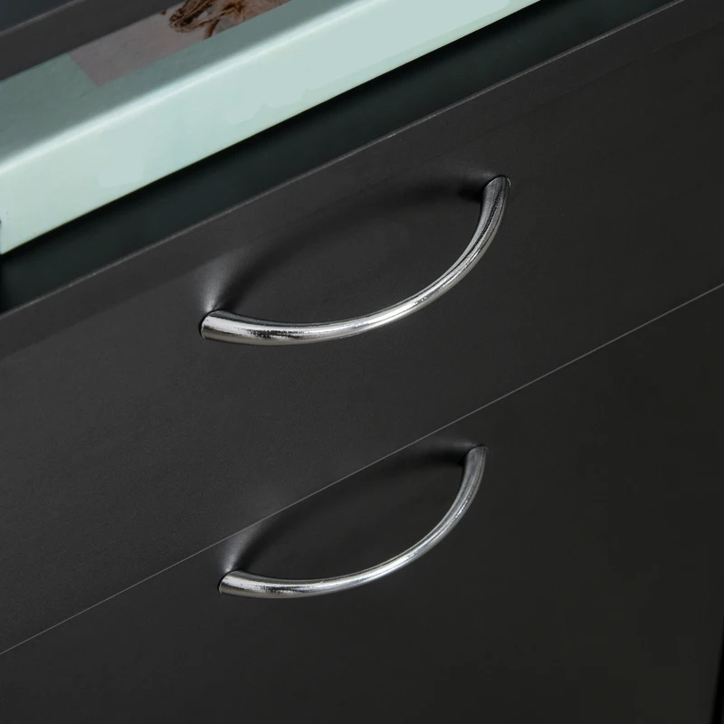 HOMCOM 24" Small Filing Cabinet with Open Compartment, Drawer and Wheels, Home Office Storage Cabinet, Black