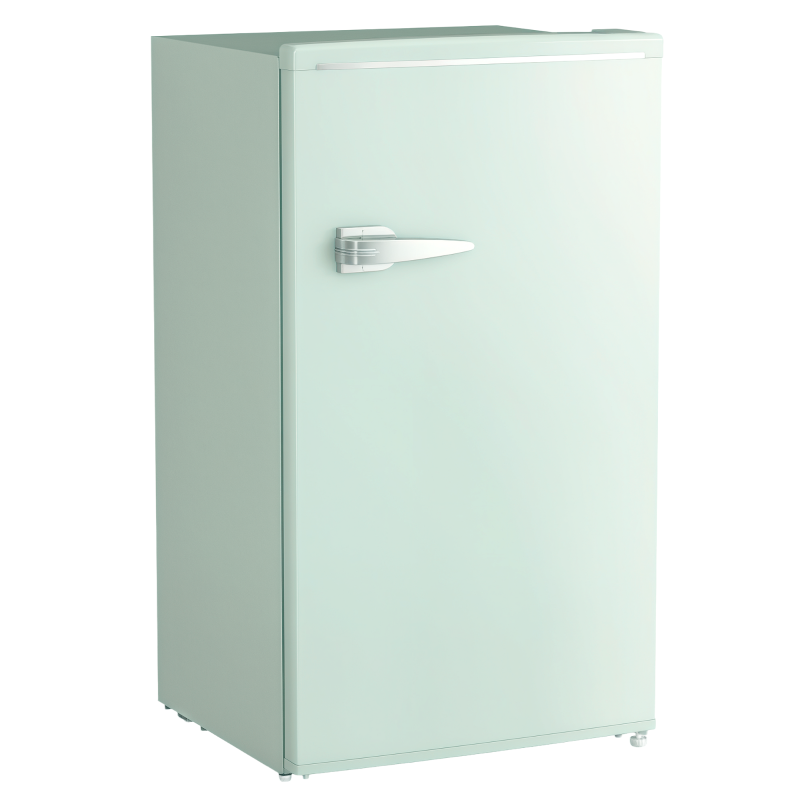 HOMCOM Retro Mini Fridge, 3.1 Cu. Ft Single Door Compact Refrigerator with Adjustable Thermostat, 2 Glass Shelves, Green
