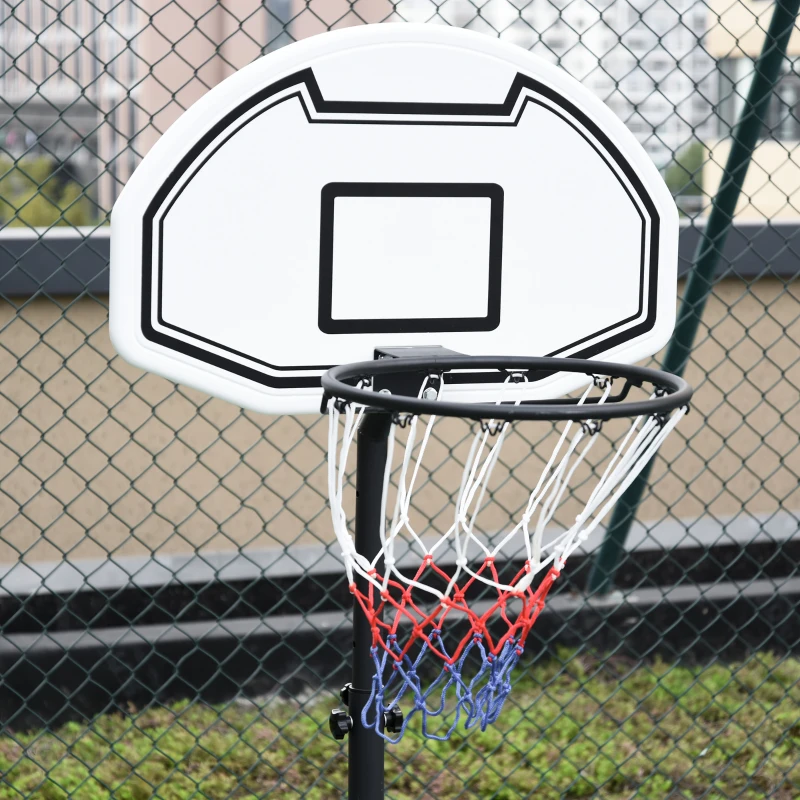 HOMCOM 51"-64" Height Adjustable Basketball System Poolside Hoop Stand Portable with Wheels
