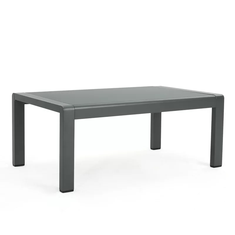 Outdoor Aluminum Coffee Table with Rust‑Resistant Frame & Tempered Glass Top