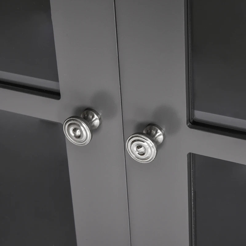 HOMCOM Modern Sideboard Buffet Cabinet Wood Console Table with Glass Doors Kitchen Dining Room Furniture, Dark Gray