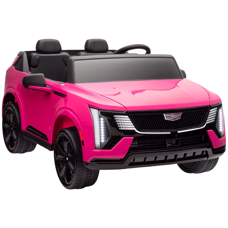 Qaba 2-Seater Ride on Truck, 12V Cadillac Escalade Licensed Kids Electric Car with Remote , Spring Suspension, Pink